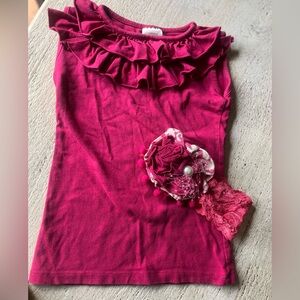 Girls' Ruffled Pink Top and headband from persnickety
